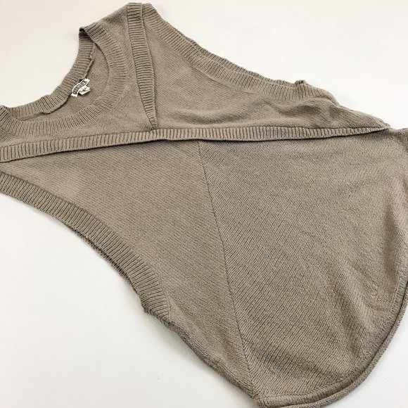 QUIKSILVER Sweater Vest Medium Long Deep Drop Sides Textured Edgy Artsy Cocoa - Picture 2 of 9